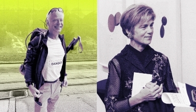 Xavier de Marmol, left, a close acquaintance of the late Swiss wealth manager, and Éric Freymond's widow Caroline Freymond, right.