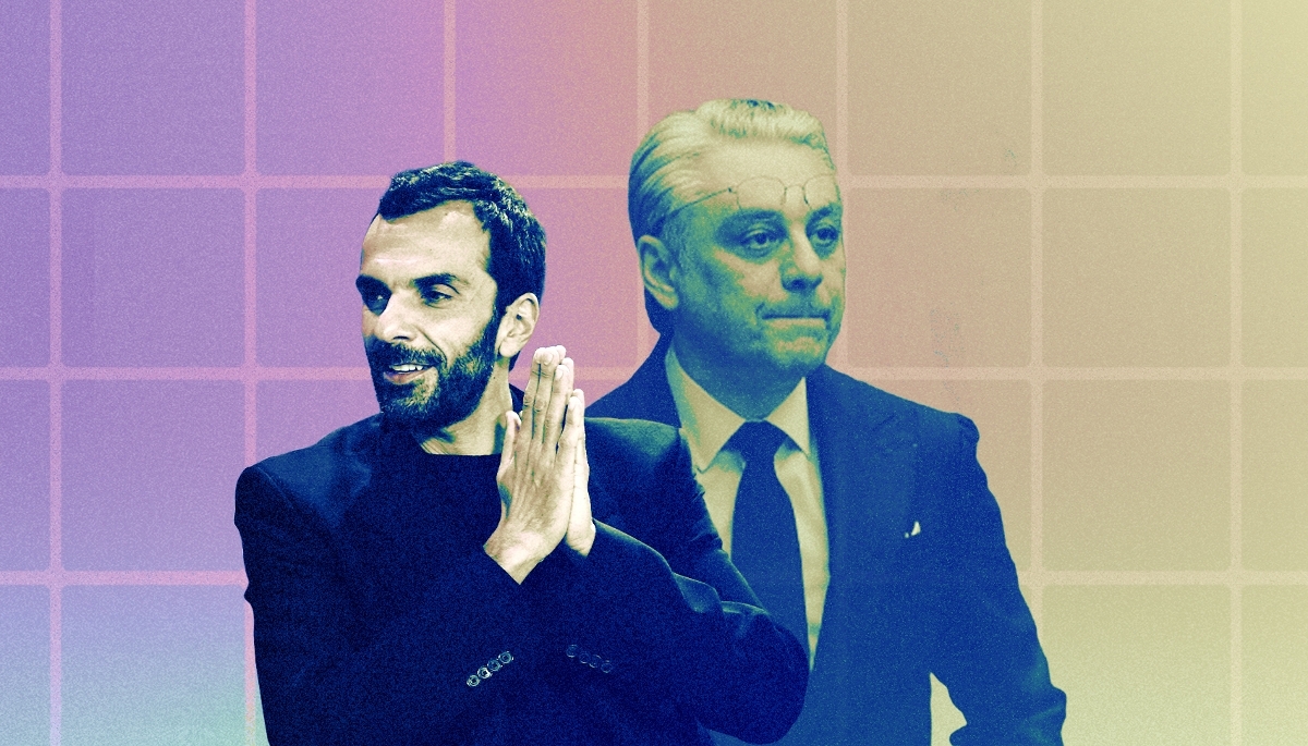 Cédric Charbit, CEO of Saint Laurent, and (right) Kering CEO Luca de Meo.