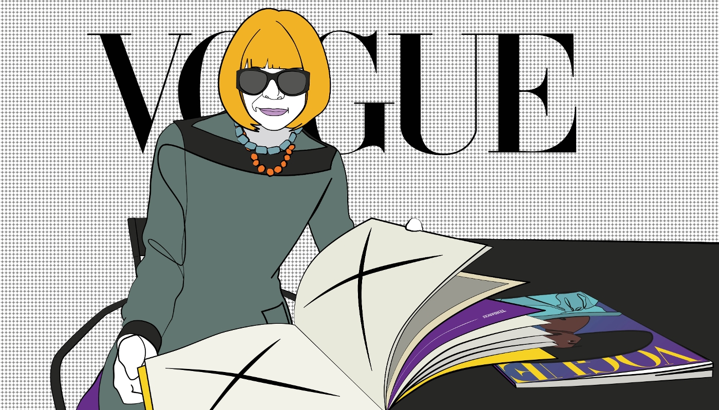 Le carré à frange ultra-lissée et les lunettes noires d'Anna Wintour font depuis des années partie du paysage de la Fashion Week parisienne.