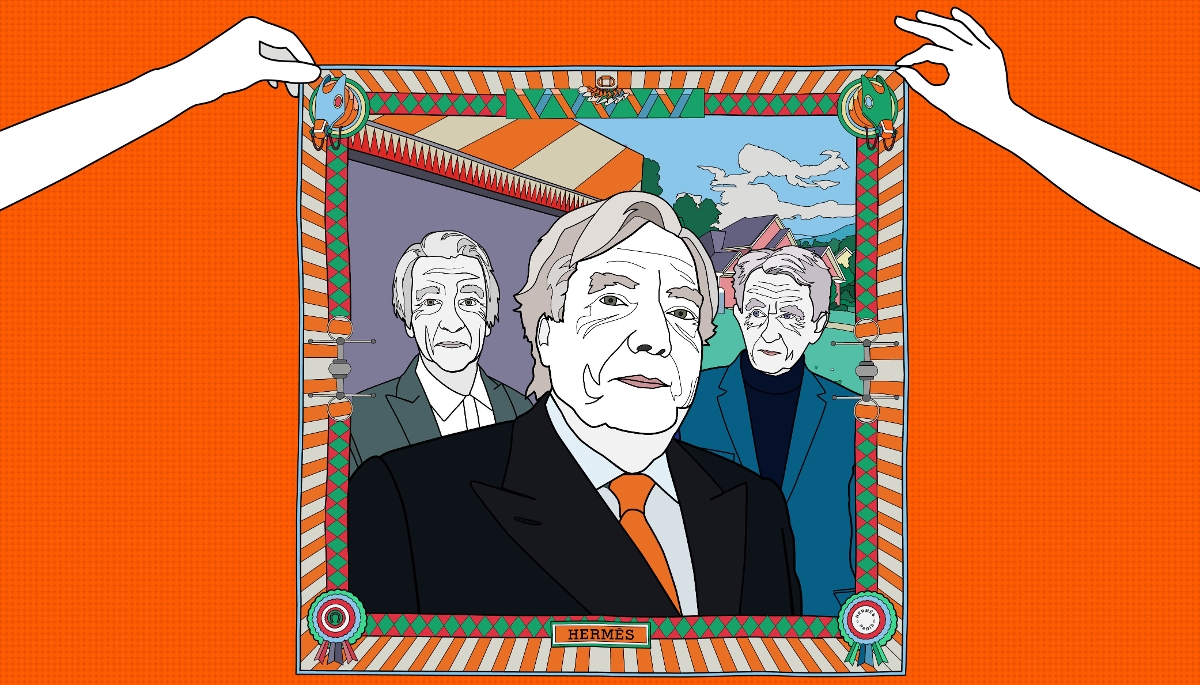 Éric Freymond (à g.), Nicolas Puech et Bernard Arnault (à dr.) : les protagonistes de l’affaire qui secoue Hermès.