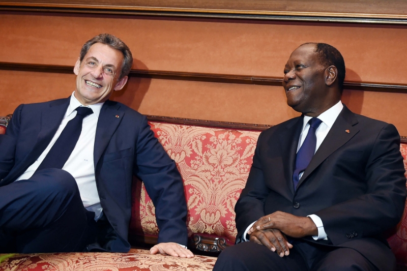 L'ancien président français Nicolas Sarkozy et le président de la Côte d'Ivoire Alassane Ouattara.
